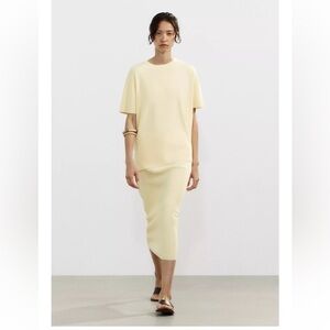 Zara Buttermilk/Yellow Knit Midi Skirt - NWT